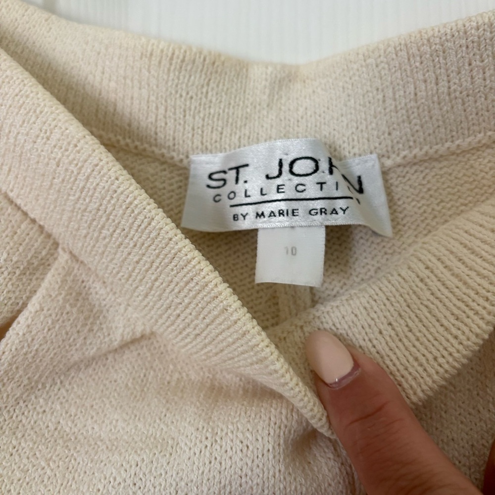 St. John Collection Cream suit pant SET w/blazer and pant size 10 - Picture 5 of 5